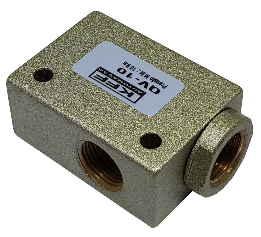 VÁLVULA ESCAPE RAPIDO PNEUMÁTICA 3/8 KFF PARA CILINDRO PISTÃO PNEUMÁTICO-QV10