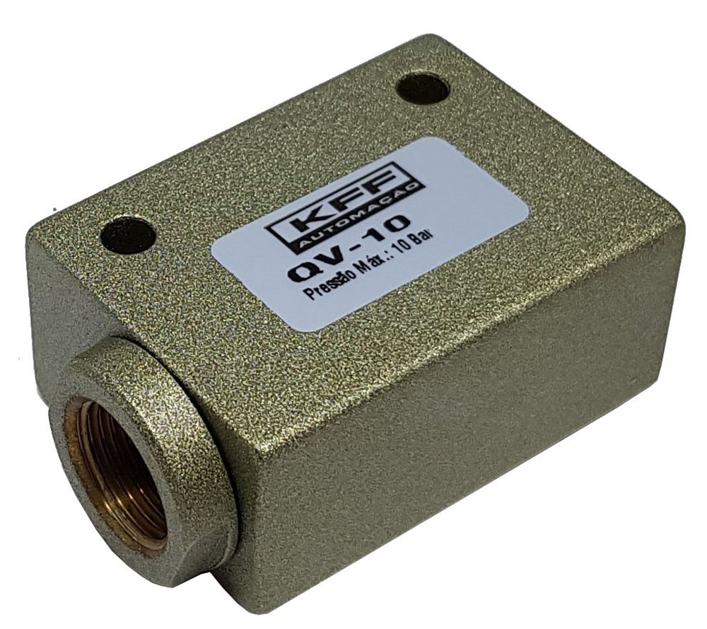 VÁLVULA ESCAPE RAPIDO PNEUMÁTICA 3/8 KFF PARA CILINDRO PISTÃO PNEUMÁTICO-QV10