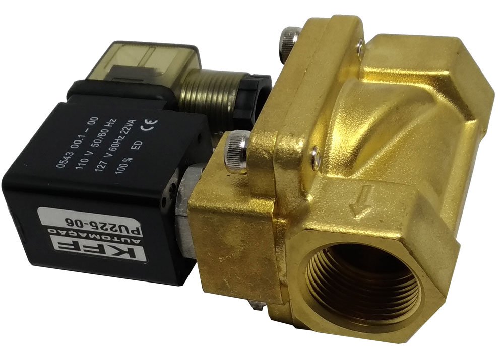 VÁLVULA SOLENOIDE 3/4 2/2 VIAS NF KFF AR ÁGUA ÓLEO SERVO-OPERADA-PU22506