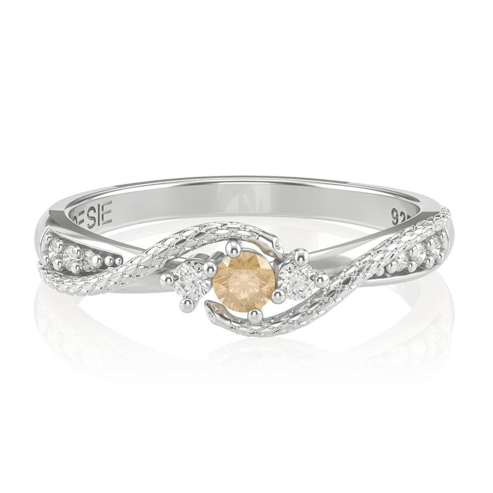 Anel de Formatura de Farmácia Angitia em Prata 925 com diamantes de laboratório e citrino