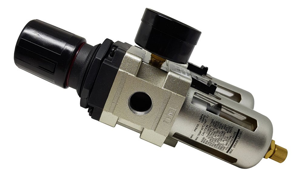 CONJUNTO LUBRIFIL 1/4 KFF COPO PROTETOR ALUMÍNIO TAMANHO MÉDIO 0-10 BAR DRENO MANUAL-TC301002