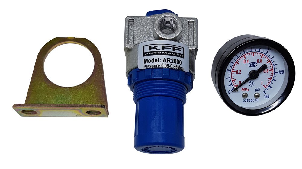 REGULADOR DE PRESSÃO PARA COMPRESSOR 1/4 KFF PNEUMÁTICO SÉRIE AR 0-10 BAR -AR2000