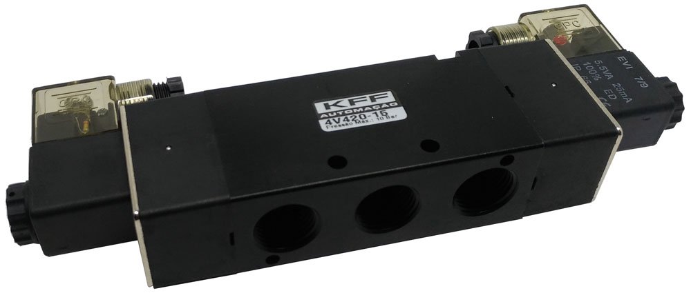 VÁLVULA PNEUMÁTICA DUPLO SOLENOIDE 5/2 VIAS 1/2 KFF SÉRIE 400-4V42015