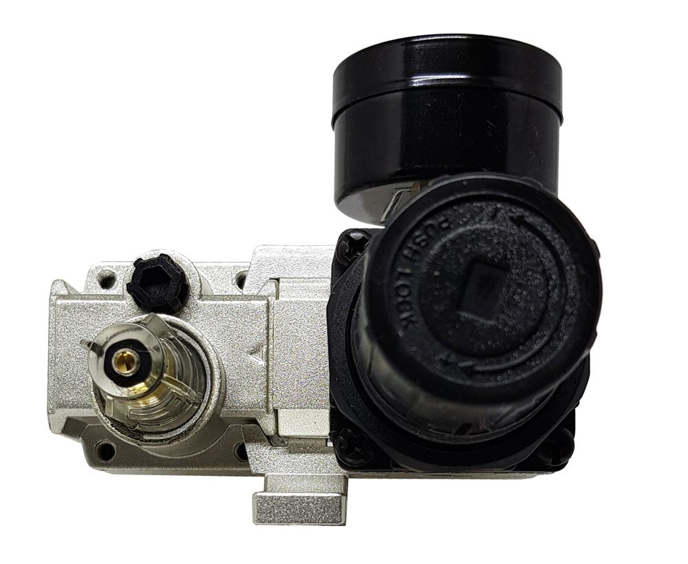 FILTRO REGULADOR LUBRIFICADOR 1/4 KFF COPO PROTETOR ALUMÍNIO MINI 0-10 BAR DRENO MANUAL-TC201002U