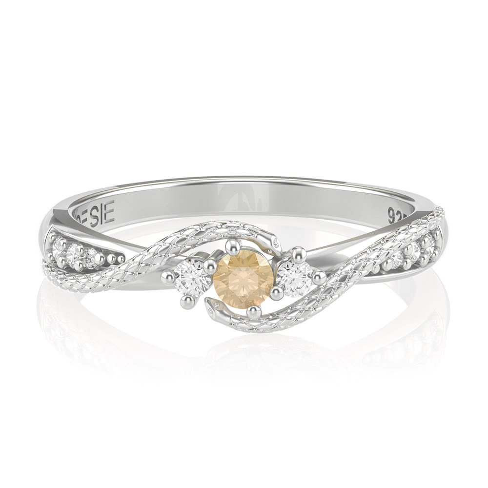 Anel de Formatura de Farmácia Angitia Prata (diamantes de laboratório)