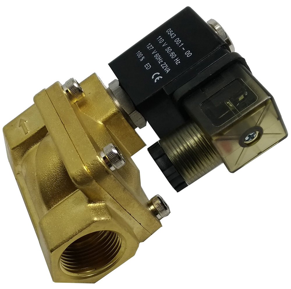 VÁLVULA SOLENOIDE 3/4 2/2 VIAS NF KFF AR ÁGUA ÓLEO SERVO-OPERADA-PU22506