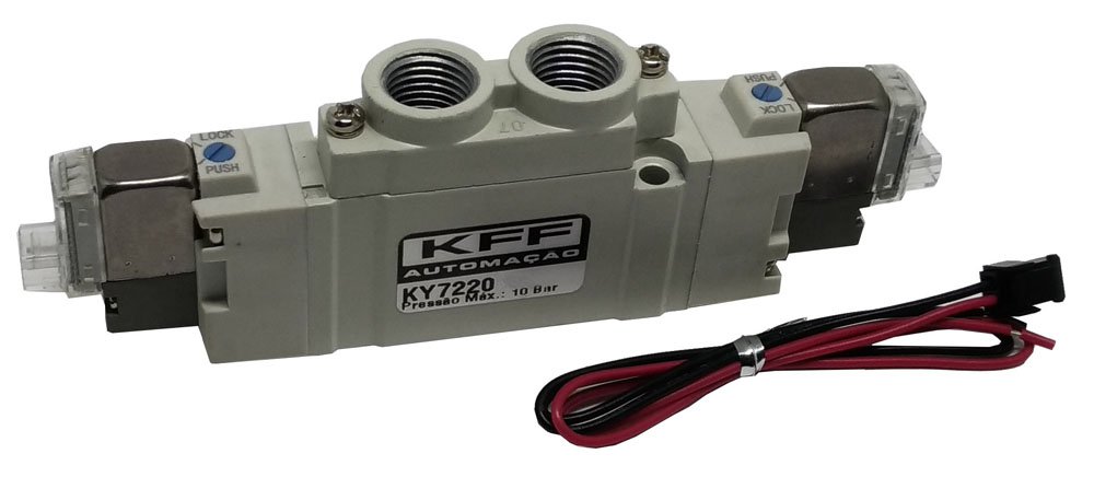 VÁLVULA DUPLO SOLENOIDE 5/2 VIAS 1/4 KFF BAIXO CONSUMO-KY722002