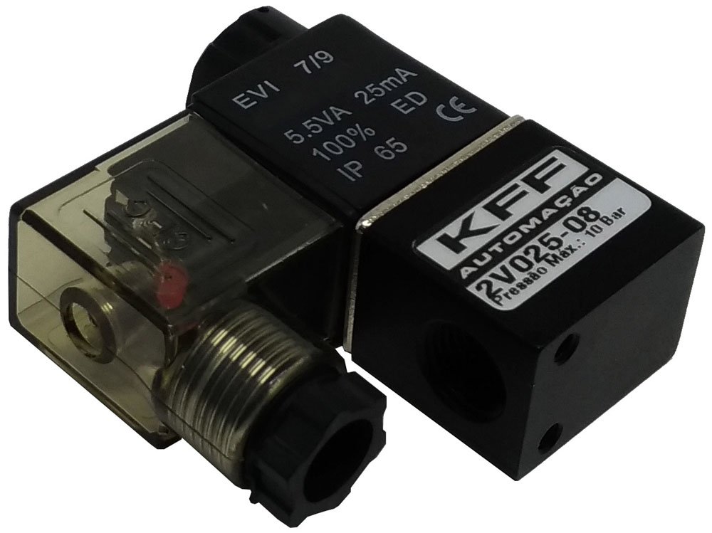 VÁLVULA SOLENOIDE 2 VIAS 1/4 NF KFF PARA AR COMPRIMIDO ÁGUA ÓLEO-2V02508