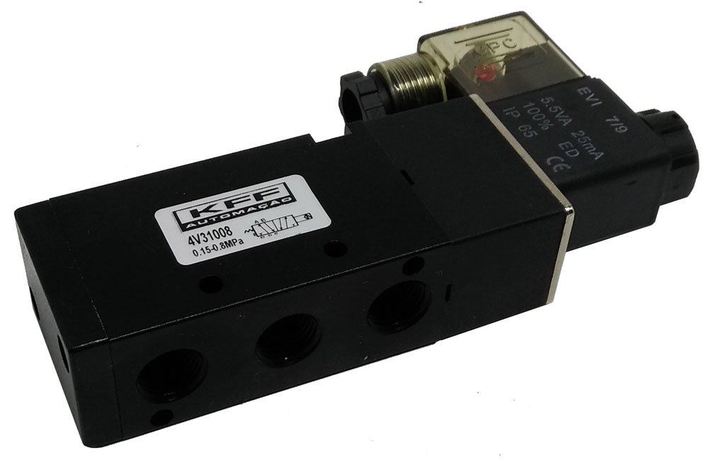 VÁLVULA 5/2 VIAS PNEUMÁTICA 1/4 KFF RETORNO MOLA SÉRIE 300-4V31008