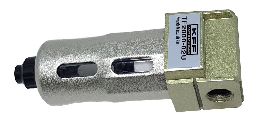 FILTRO DE AR COMPRIMIDO PARA COMPRESSOR 1/4 KFF COM PROTETOR ALUMÍNIO 0-10 BAR DRENO MANUAL-TF20000