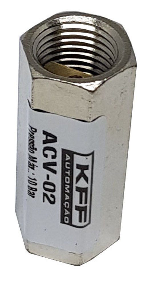 VÁLVULA RETENÇÃO AR COMPRIMIDO 1/4 KFF FÊMEA X FÊMEA CORPO SEXTAVADO 150 PSI-ACV02