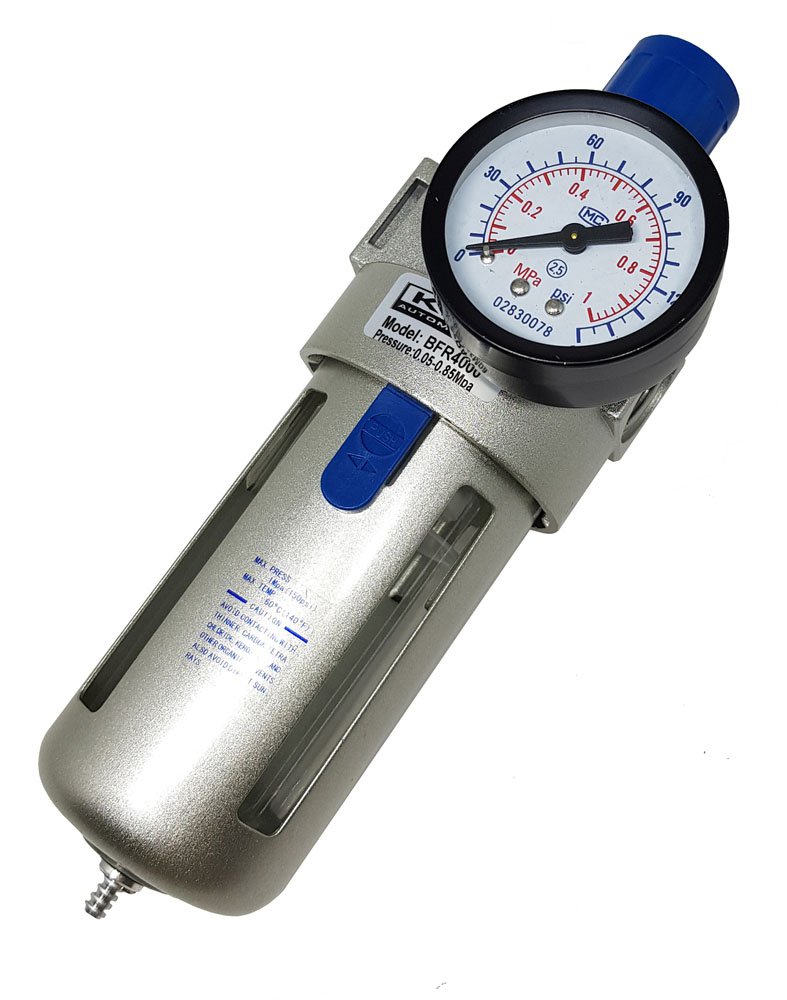 FILTRO REGULADOR DE AR COMPRIMIDO 1/2 KFF SÉRIE BFR 0-10 BAR DRENO MANUAL-BFR4000
