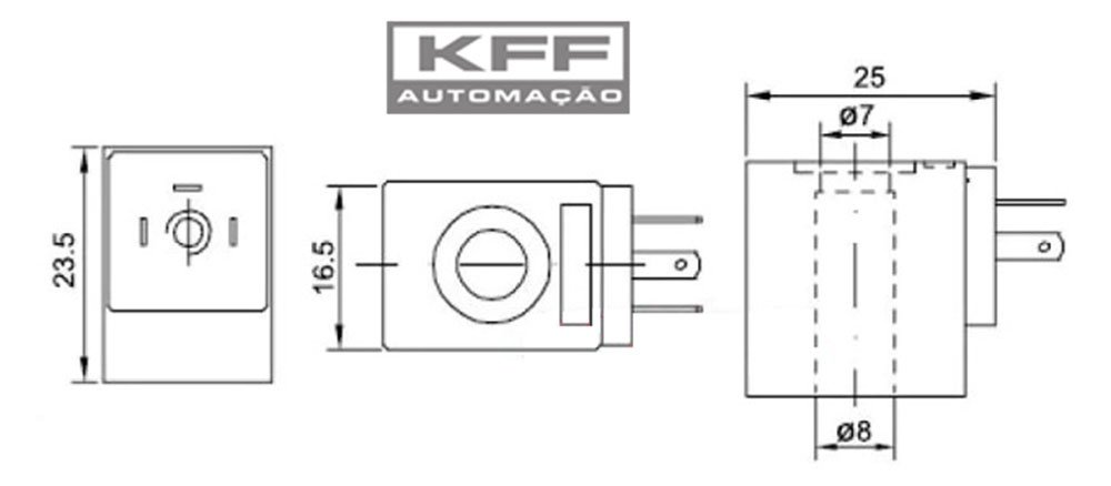 BOBINA PARA VÁLVULA SOLENOIDE 12V MINI FURO 8MM 3W EVI 7/9 100% ED IP 65-100CDC12V