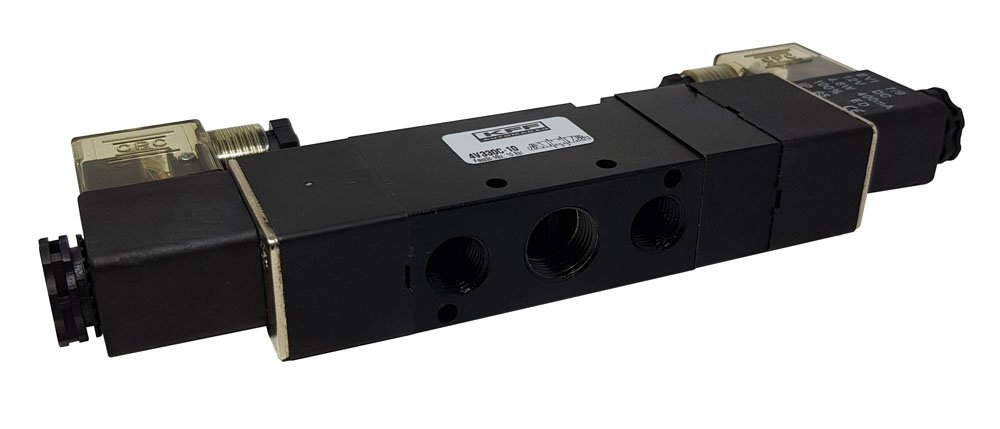 VÁLVULA 5/3 VIAS DUPLO SOLENOIDE CENTRO FECHADO 3/8 KFF SÉRIE 300-4V330C10
