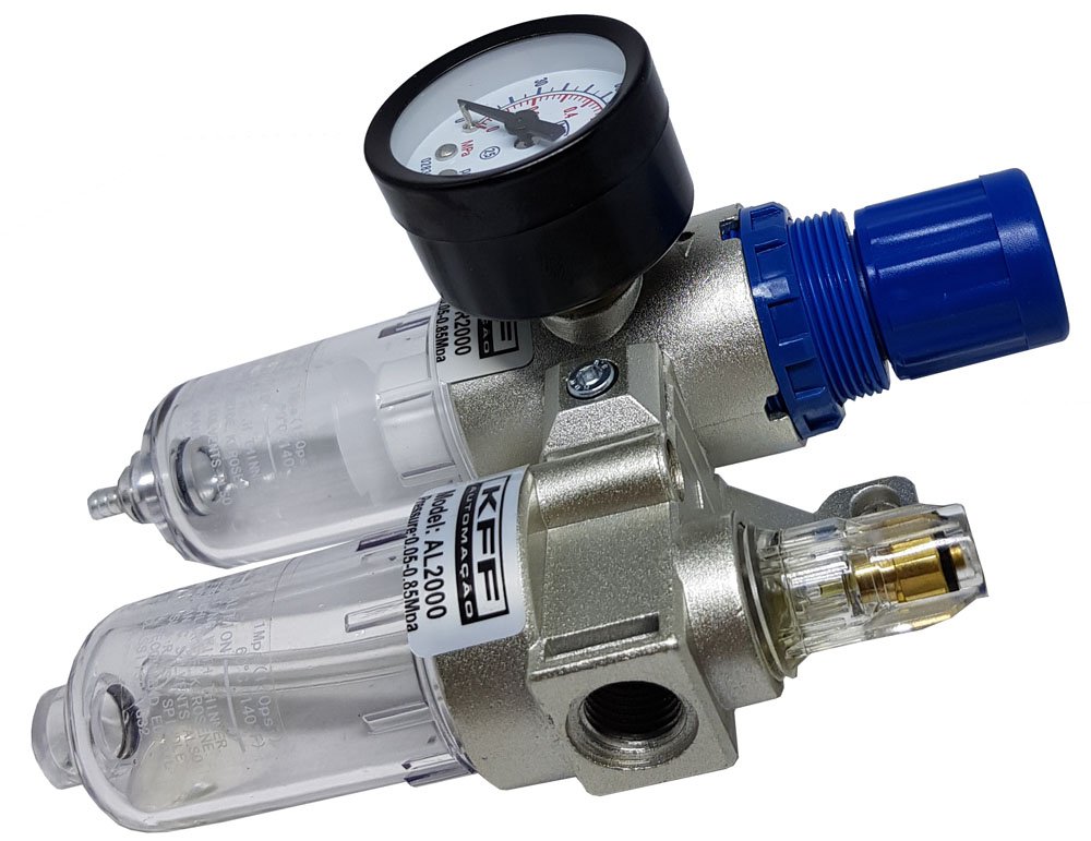 FILTRO REGULADOR E LUBRIFICADOR 1/4 KFF SÉRIE AFC TAMANHO MINI 0-10 BAR DRENO MANUAL-AFC2000