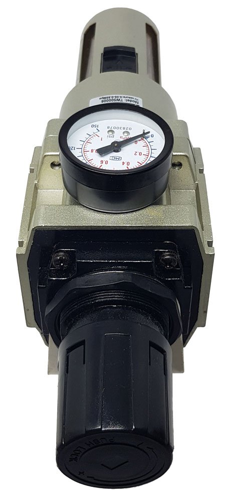 FILTRO REGULADOR COM MANÔMETRO 3/4 COPO PROTETOR ALUMÍNIO 0-10 BAR DRENO MANUAL-TW500006