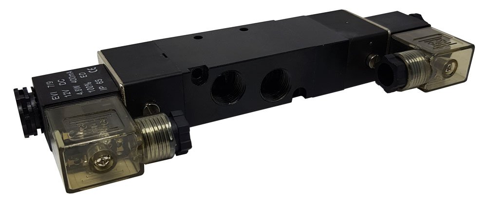 VÁLVULA 5/3 VIAS DUPLO SOLENOIDE CENTRO FECHADO 3/8 KFF SÉRIE 300-4V330C10