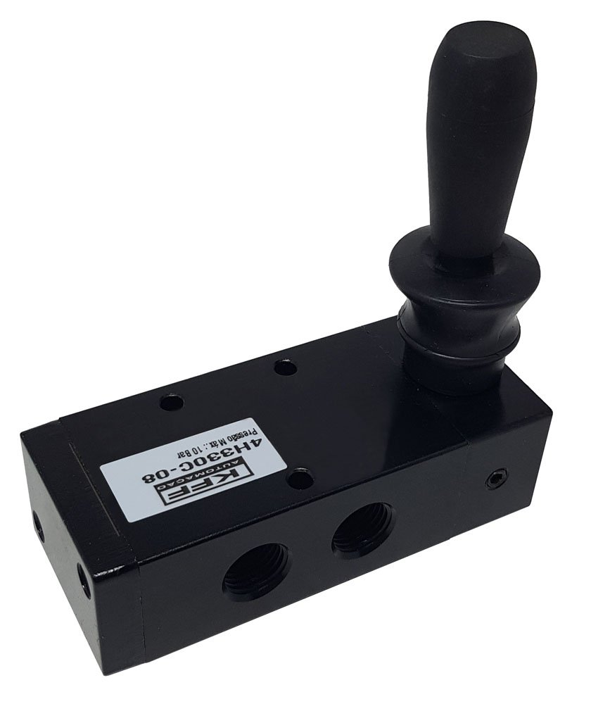 VÁLVULA ALAVANCA PNEUMATICA TRAVA 5/3 VIAS CENTRO FECHADO 1/4 KFF SÉRIE 300