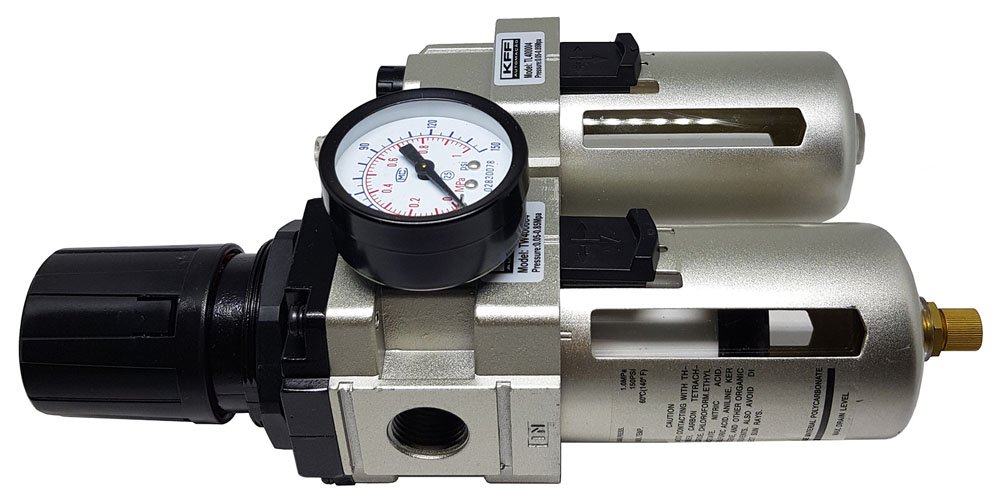 CONJUNTO LUBRIFIL 1/2 KFF COPO PROTETOR ALUMÍNIO 0-10 BAR DRENO MANUAL-TC401004