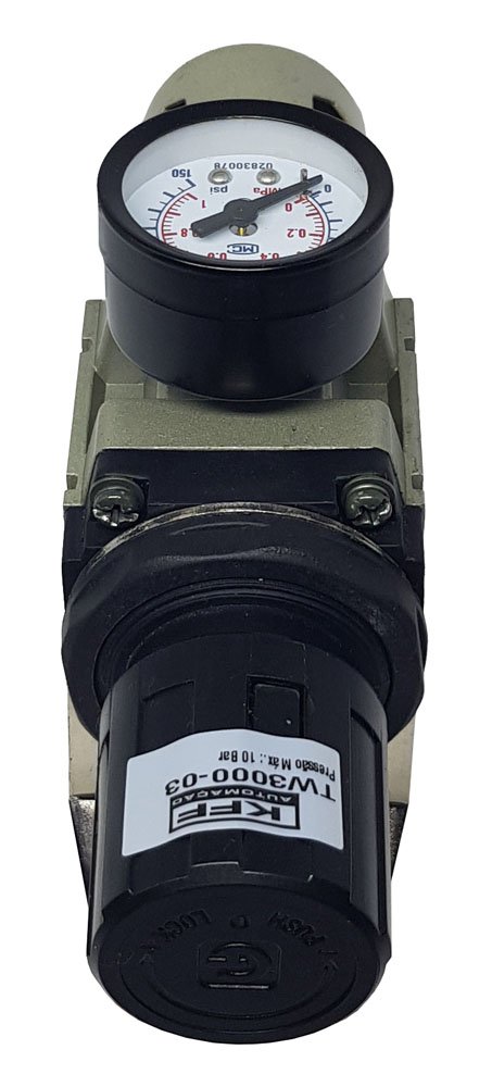 FILTRO REGULADOR DE PRESSÃO 1/4 KFF TAMANHO MÉDIO 0-10 BAR DRENO MANUAL-TW300002