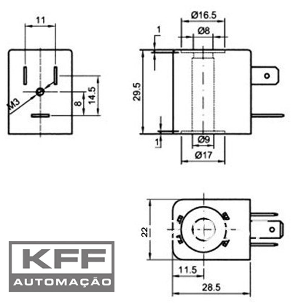 BOBINA SOLENOIDE 24V FURO 9MM 4.8W EVI 7/9 100% ED IP 65-200CDC24V