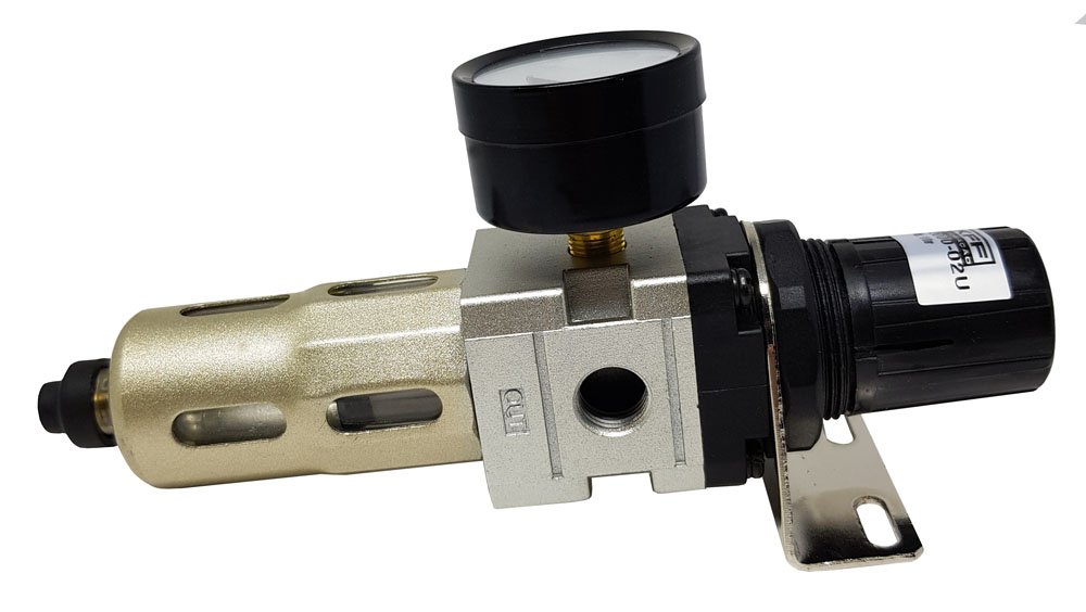 FILTRO E REGULADOR DE AR COMPRIMIDO 1/4 KFF TAMANHO MINI 0-10 BAR DRENO MANUAL-TW200002UG