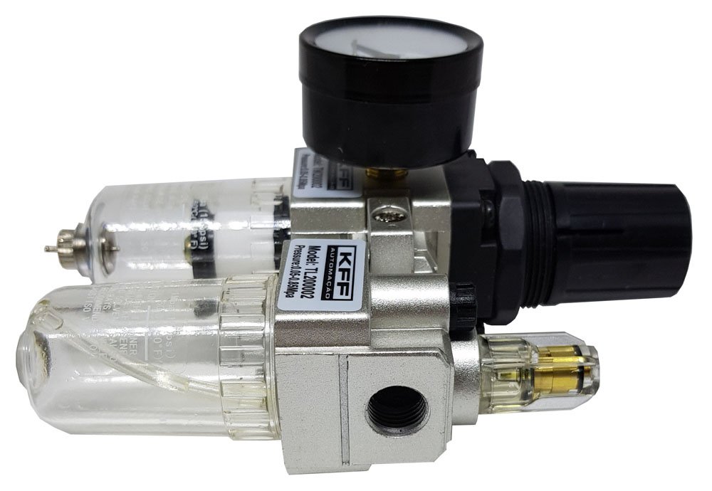 CONJUNTO LUBRIFIL 1/4 KFF COPO TRANSPARENTE TAMANHO MINI 0-10 BAR DRENO MANUAL-TC201002