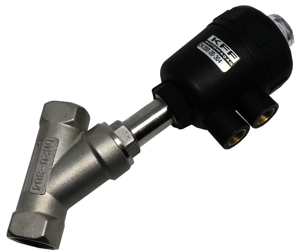 Válvula Angular Pneumática 2 Vias 3/4 Inox 304 - Polybelt Válvula Angular Pneumática-2K20020304