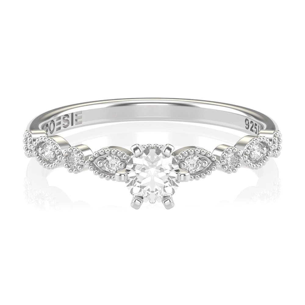  Anel de Noivado Gran Destiny Prata (diamantes de laboratório)