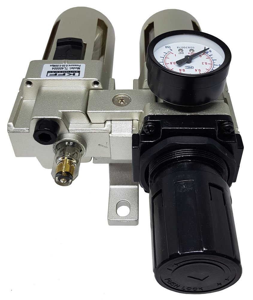 CONJUNTO LUBRIFIL 1/2 KFF COPO PROTETOR ALUMÍNIO 0-10 BAR DRENO MANUAL-TC401004