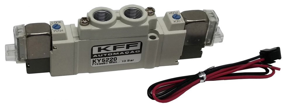 VÁLVULA DUPLO SOLENOIDE 5/2 VIAS 1/8 KFF BAIXO CONSUMO-KY522001