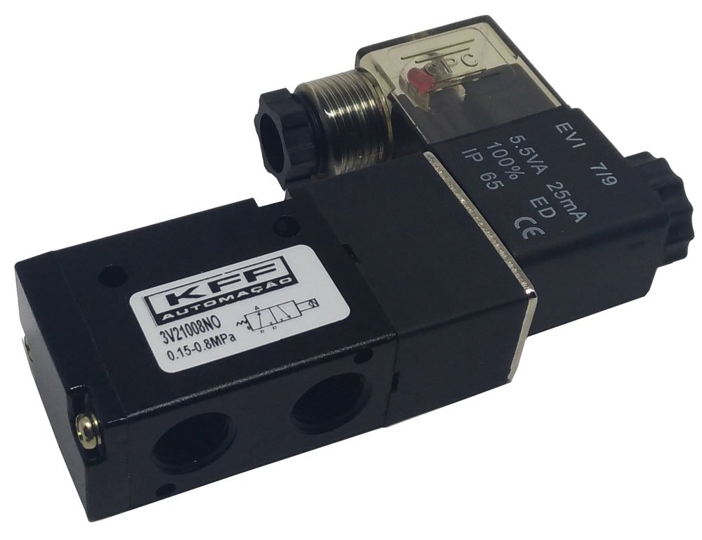 VÁLVULA 3/2 VIAS RETORNO POR MOLA 1/4 NA KFF SÉRIE 200-3V21008NO