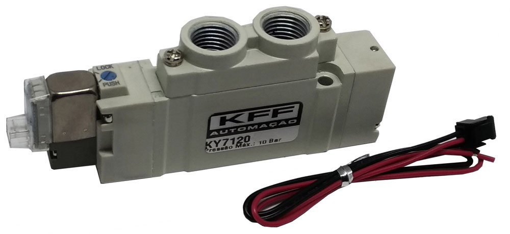 VÁLVULA SOLENOIDE 5 VIAS RETORNO MOLA 1/4 KFF BAIXO CONSUMO-KY712002