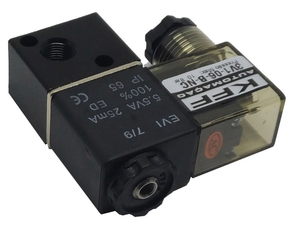 VÁLVULA SOLENOIDE 3/2 VIAS KFF NF 1/8 RETORNO MOLA-3V106BNC
