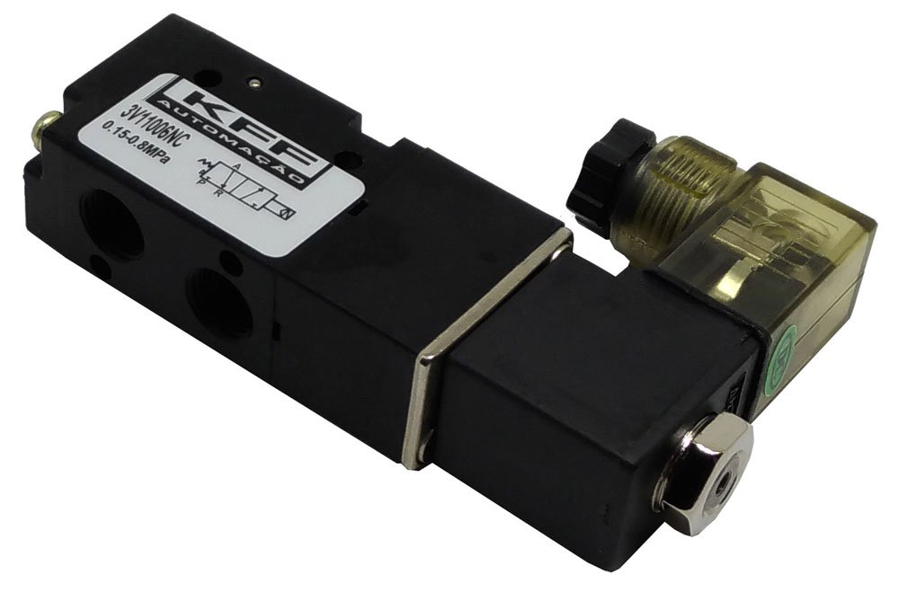 VÁLVULA SOLENOIDE 3/2 VIAS KFF NF 1/8 RETORNO MOLA SÉRIE 100-3V11006NC