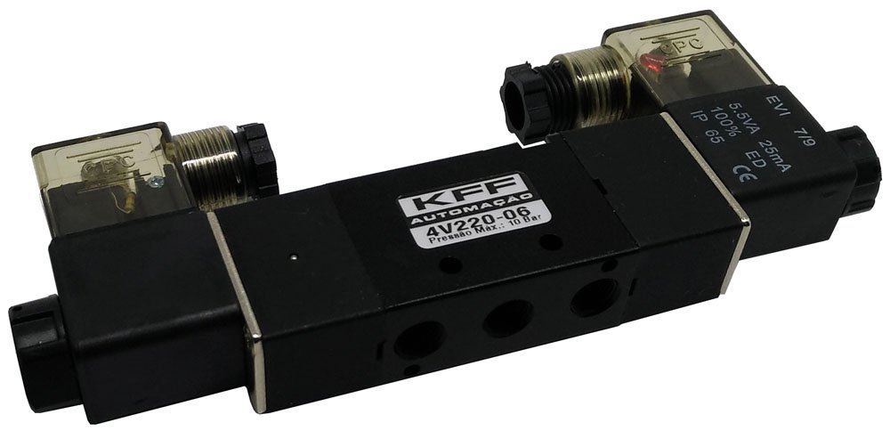 VÁLVULA DUPLO SOLENOIDE 5/2 VIAS 1/8 KFF SÉRIE 200-4V22006