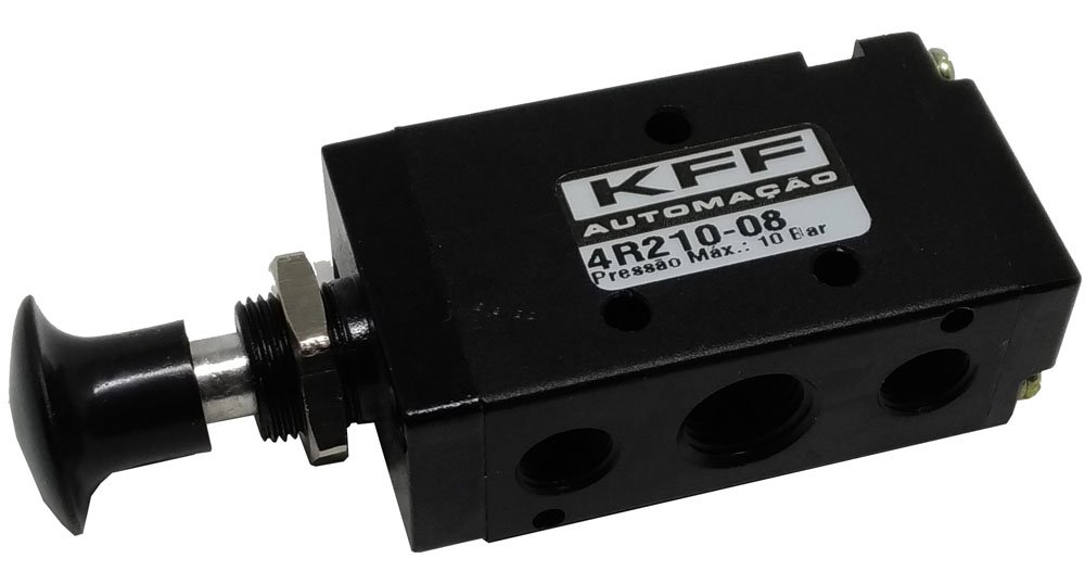 VÁLVULA PNEUMÁTICA ACIONAMENTO MANUAL 5/2 VIAS BOTÃO MOLA 1/4 KFF SÉRIE 200-4R21008S
