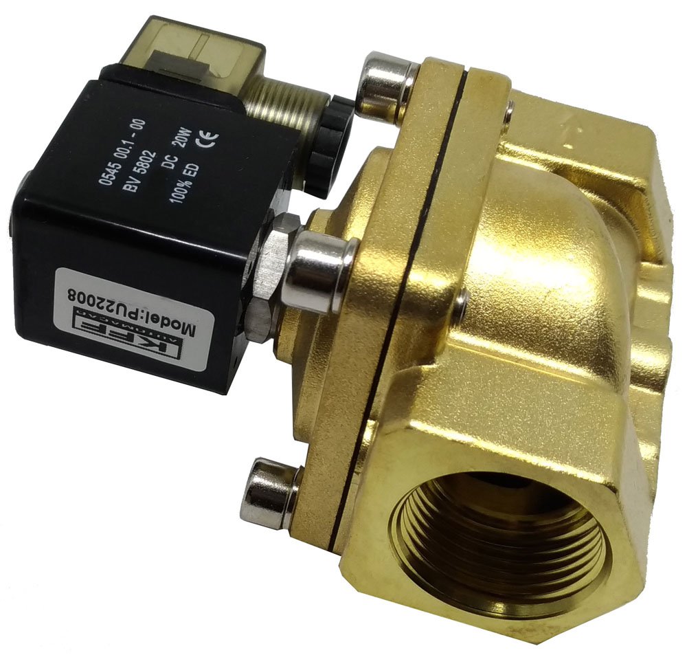 VÁLVULA SOLENOIDE 1 POLEGADA 2/2 VIAS NF KFF AR ÁGUA ÓLEO AÇÃO DIRETA-PU22008