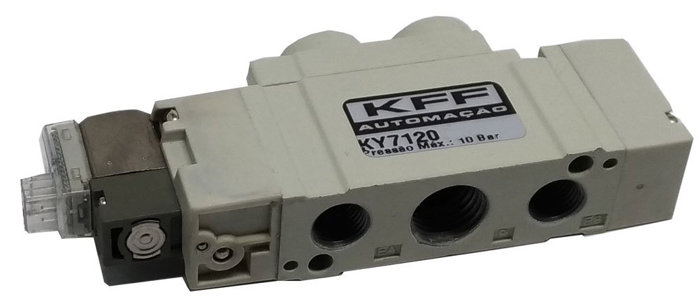 VÁLVULA SOLENOIDE 5 VIAS RETORNO MOLA 1/4 KFF BAIXO CONSUMO-KY712002