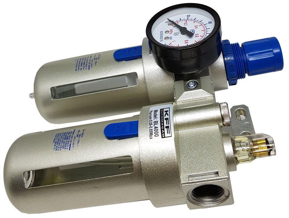 FILTRO REGULADOR E LUBRIFICADOR DE AR 1/2 KFF SÉRIE BFC 0-10 BAR DRENO MANUAL-BFC4000