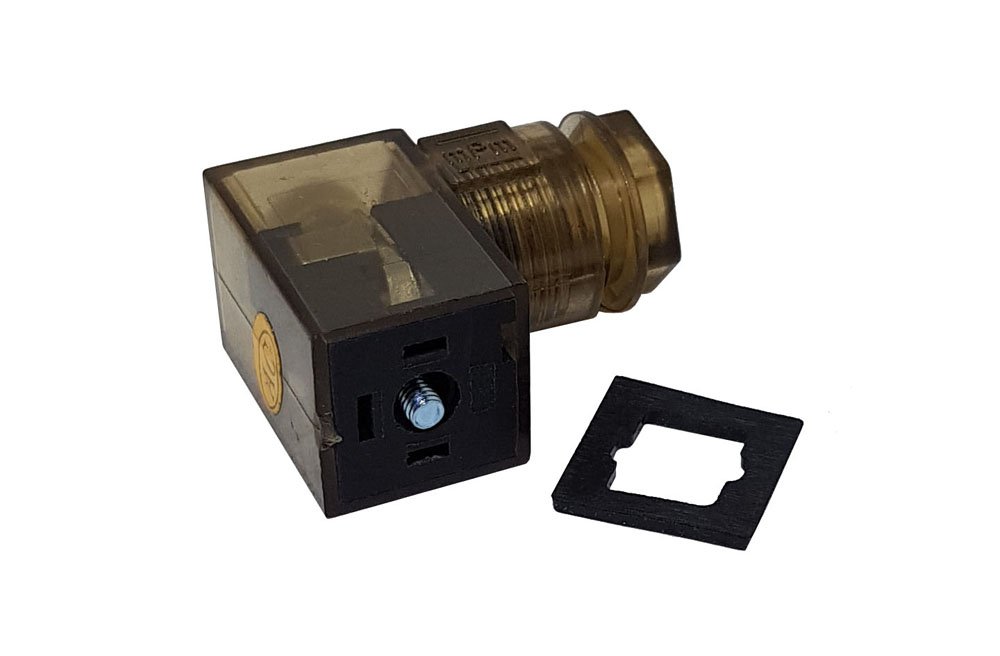 PLUG CONECTOR DIN 43650-C MINI PARA SOLENOIDE 2P+T COM LED AC-SOCKET100AC