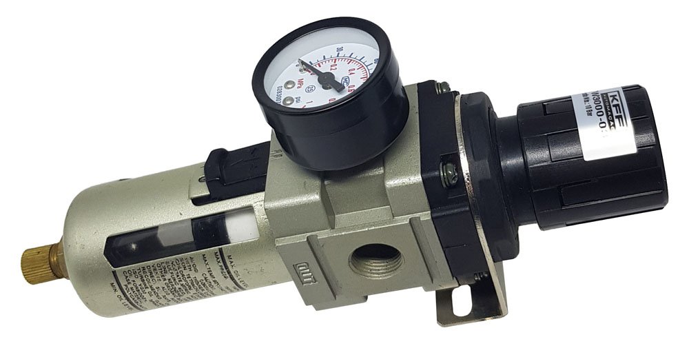 FILTRO REGULADOR AR COMPRIMIDO 3/8 KFF COPO PROTETOR ALUMÍNIO 0-10 BAR DRENO MANUAL-TW300003