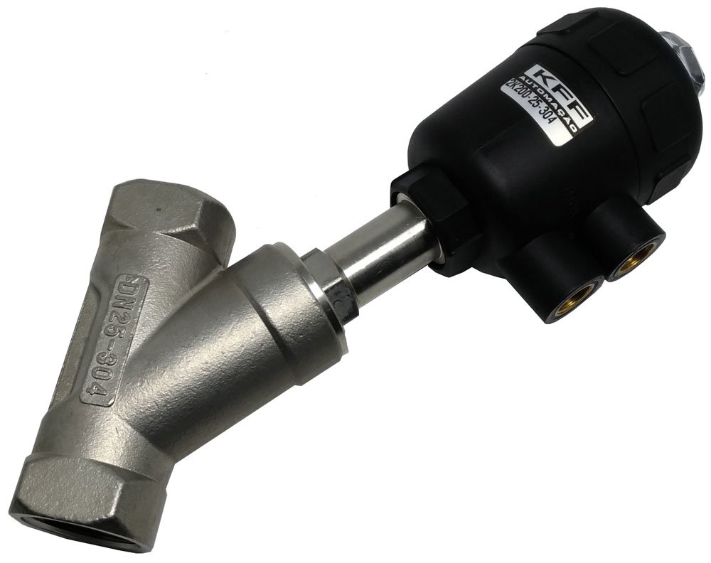 Válvula Angular Pneumática 2 Vias 1 Inox 304 - Polybelt Válvula Angular Pneumática-2K20025304