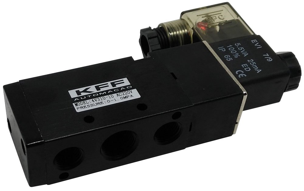 VÁLVULA 5/2 VIAS PNEUMÁTICA SIMPLES SOLENOIDE 3/8 KFF SÉRIE 300-4V31010
