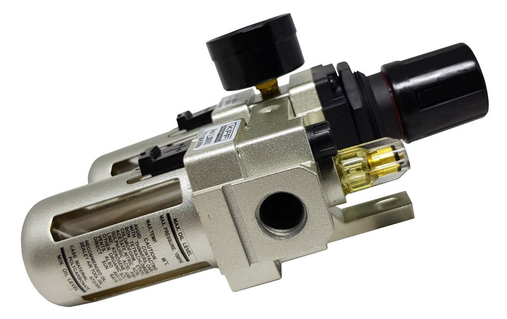 FILTRO REGULADOR LUBRIFICADOR 3/8 KFF COPO PROTETOR ALUMÍNIO 0-10 BAR DRENO MANUAL-TC301003