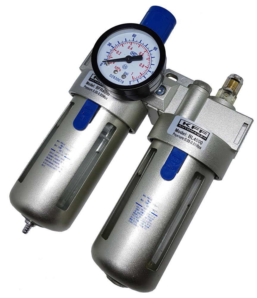 FILTRO REGULADOR E LUBRIFICADOR DE AR 1/2 KFF SÉRIE BFC 0-10 BAR DRENO MANUAL-BFC4000