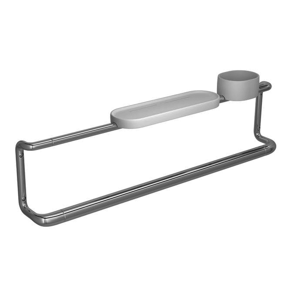 Barra de Apoio Deca Care com Prateleira e Porta Objetos 80cm Cromada 2046.C.080