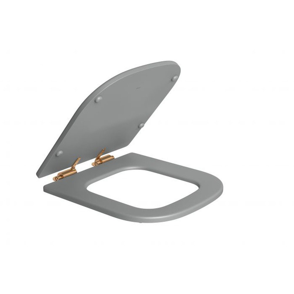 Assento Poliéster SlowClose Deca Quadra-Polo-Unic Cinza Fosco-Gold Matte AP.217.GL.MT.86