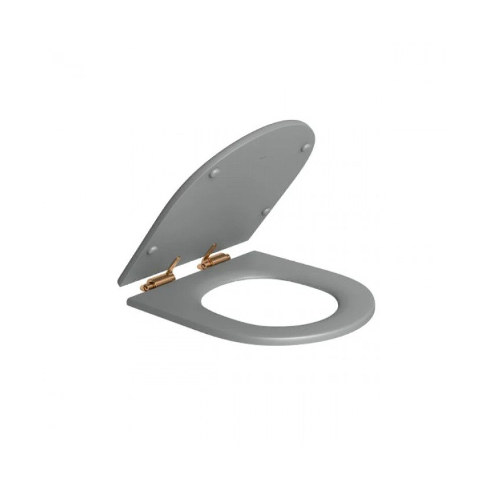 Assento Poliéster Slow Close Deca LK Cinza Fosco-Gold Matte AP.237.GL.MT.86