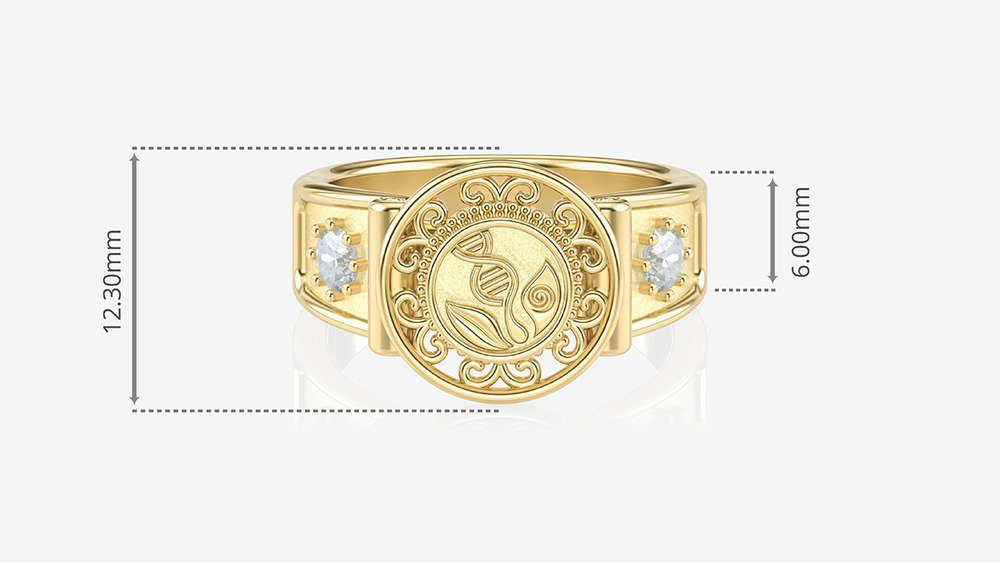 Anel de Formatura de Biologia Sinete II (medidas)